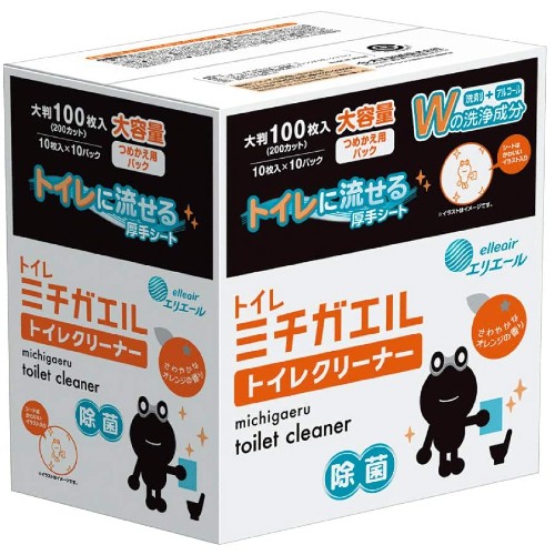 エリエール ミチガエル トイレクリーナー つめかえ用 100枚(10枚×10パック) オレンジの香り