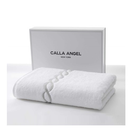 Calla Angel New York バスタオル 高級綿 エジプト綿 超厚手 大判 白 海外 人気 ギフト 箱入り ホワイト(シルバーチェーン柄) 1枚
