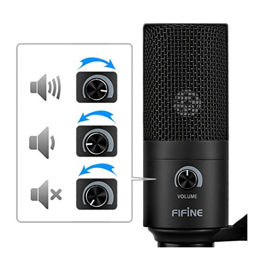 FIFINE ファイファイン USB コンデンサーマイク PC PS4 通話用 Skype 配信 単一指向性 音量調節可能 マイクスタンド付属 Windows/Mac対応 ブラック K669B